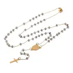 Ion Plating(IP) Crucifix Cross 304 Stainless Steel Rosary Bead Necklaces