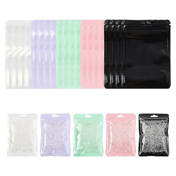 60Pcs 5 Colors Plastic Packaging Yin-yang Zip Lock Bags