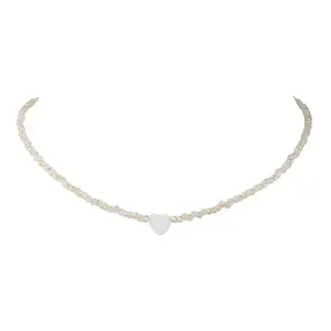 Glass Beads with Shell Heart  Necklaces