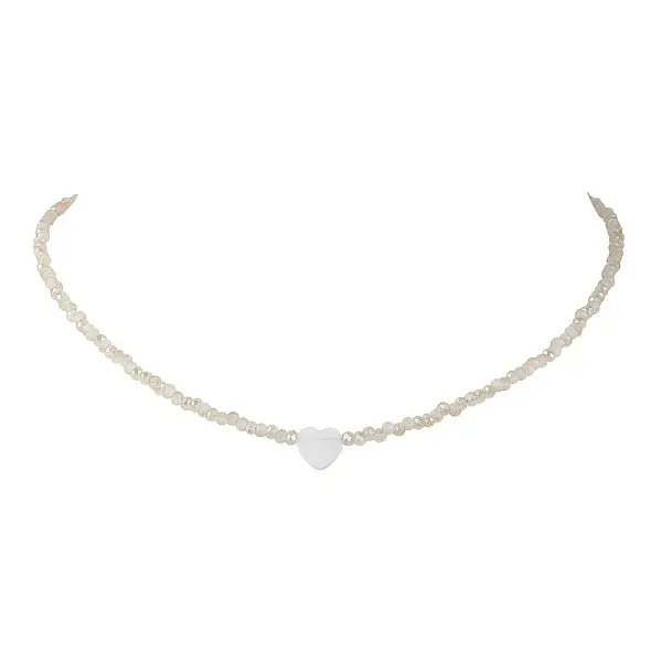 Glass Beads with Shell Heart  Necklaces