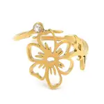 304 Stainless Steel with  Cubic Zirconia Adjustable Rings