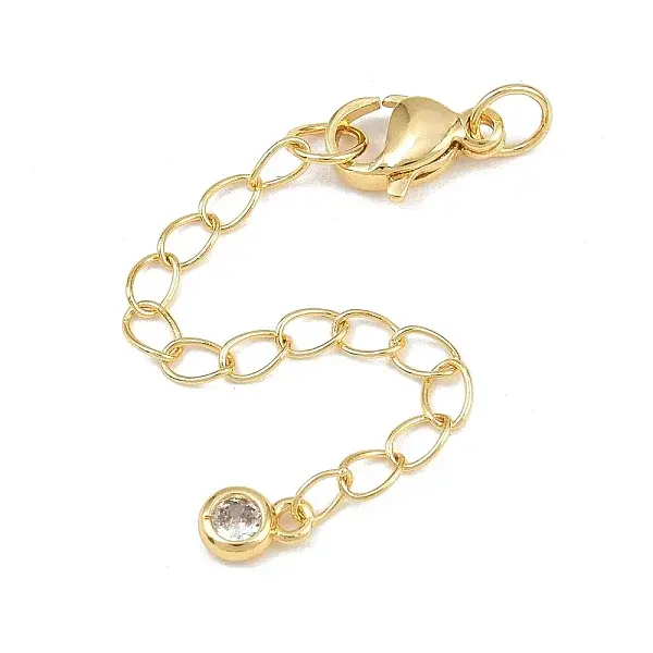 Brass Micro Pave Cubic Zirconia Ends with Chain