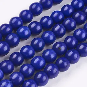 1 Strand Dyed Medium Blue Round Synthetic Turquoise Beads Strands