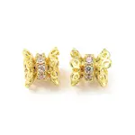 Brass Micro Pave Cubic Zirconia Spacer Beads