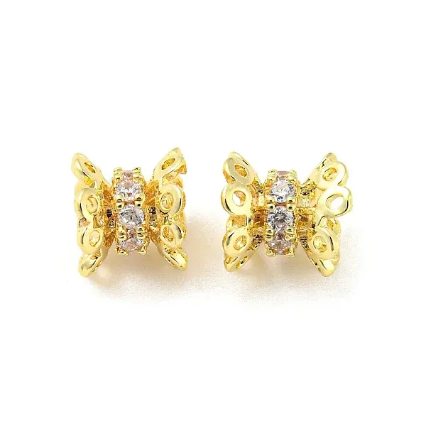 Brass Micro Pave Cubic Zirconia Spacer Beads