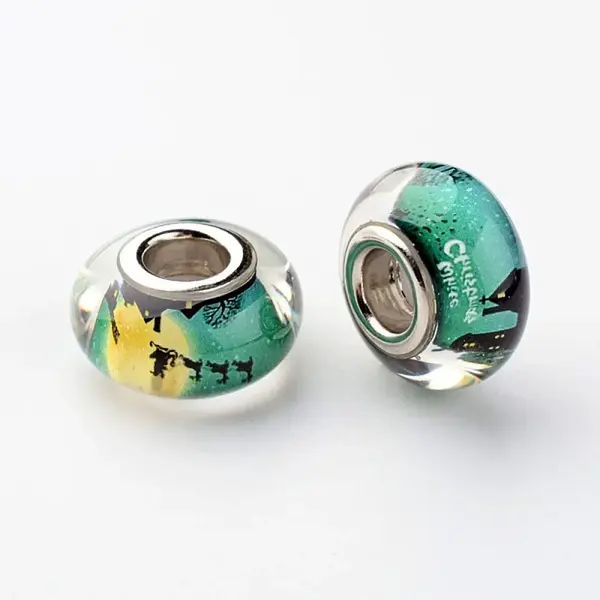 Large Hole Rondelle Resin European Beads