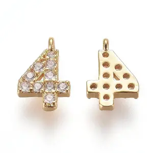 Brass Micro Pave Clear Cubic Zirconia Charms