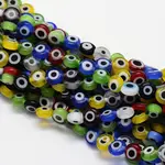 Handmade Evil Eye Lampwork Flat Round Bead Strands