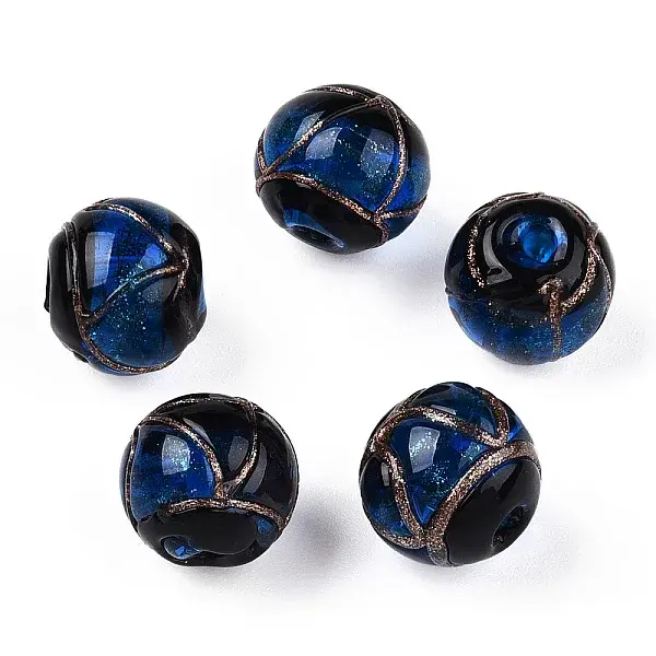 Handmade Gold Sand Lampwork Beads