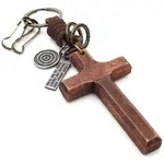 Wood Cross Pendant Keychain