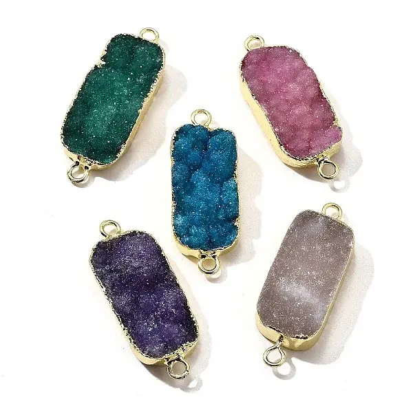 Natural Dyed Quartz Crystal Links Connector Charms