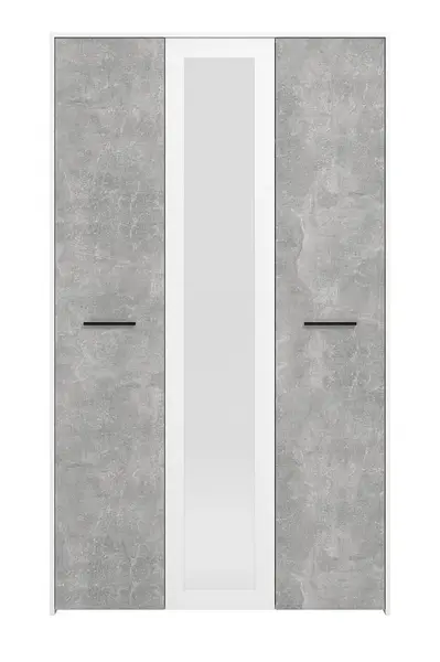 Třídveřová šatní skříň se zrcadlem geralt - beton/bílá