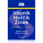 GS Vápník, Hořčík, Zinek tablety pro podporu imunitního systému, krásné vlasy, nehty, pleť a normální stav zubů 130 tbl