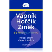 GS Vápník, Hořčík, Zinek tablety pro podporu imunitního systému, krásné vlasy, nehty, pleť a normální stav zubů 130 tbl