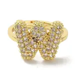 Rack Plating Letter Brass Micro Pave Clear Cubic Zirconia Adjustable Rings for Women