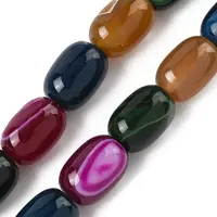 Natural Banded Agate/Striped Agate(Dyed & Heated) Beads Strands