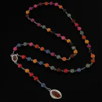 Alloy & Resin Colorful Rosary Bead Necklaces