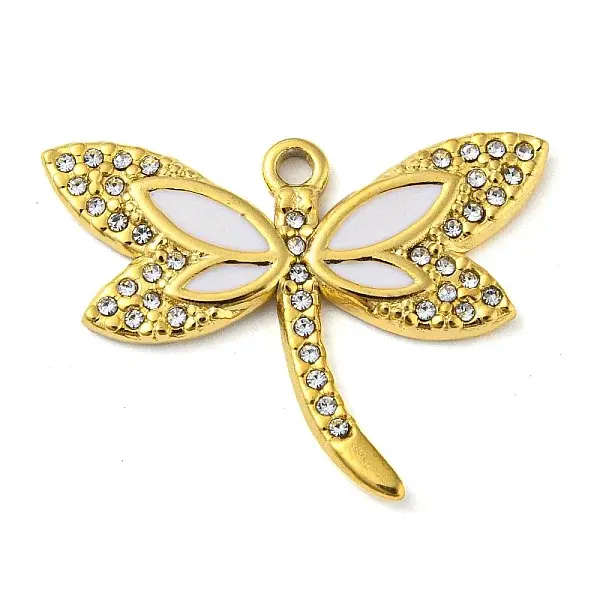Ion Plating(IP) Real 18K Gold Plated 304 Stainless Steel Rhinestone Pendants