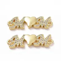 Brass Micro Pave Cubic Zirconia Connector Charms