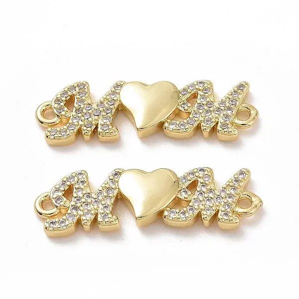 Brass Micro Pave Cubic Zirconia Connector Charms