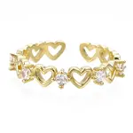Exquisite Cubic Zirconia Heart Cuff Ring