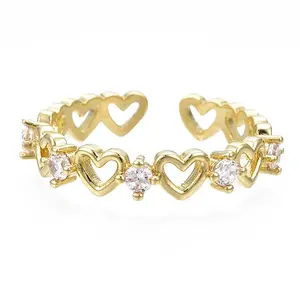 Exquisite Cubic Zirconia Heart Cuff Ring