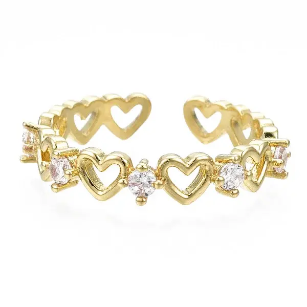 Exquisite Cubic Zirconia Heart Cuff Ring