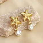304 Stainless Steel Plastic Pearl Dangle Stud Earrings