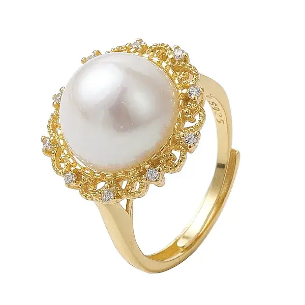 Flower Natural Pearl Adjustable Rings