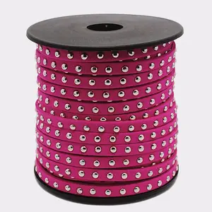 Silver Aluminum Studded Faux Suede Cord