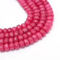 Faceted Rondelle Dyed Natural White Jade Bead Strands