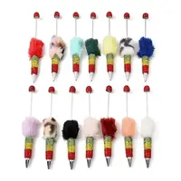 Polymer Clay Rhinestone & Plush Pompom Beadable Pen
