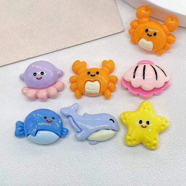 Ocean Theme Opaque Resin Cabochons