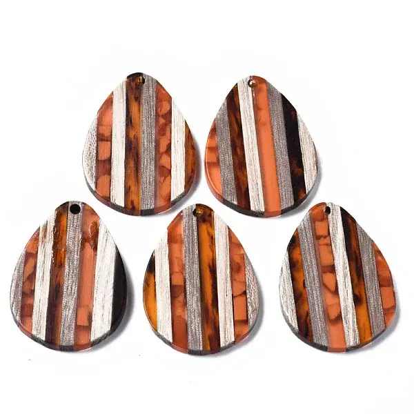 Stripe Resin & Walnut Wood Pendants