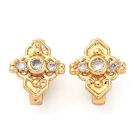 Brass Micro Pave Clear Cubic Zirconia Hook Clasps