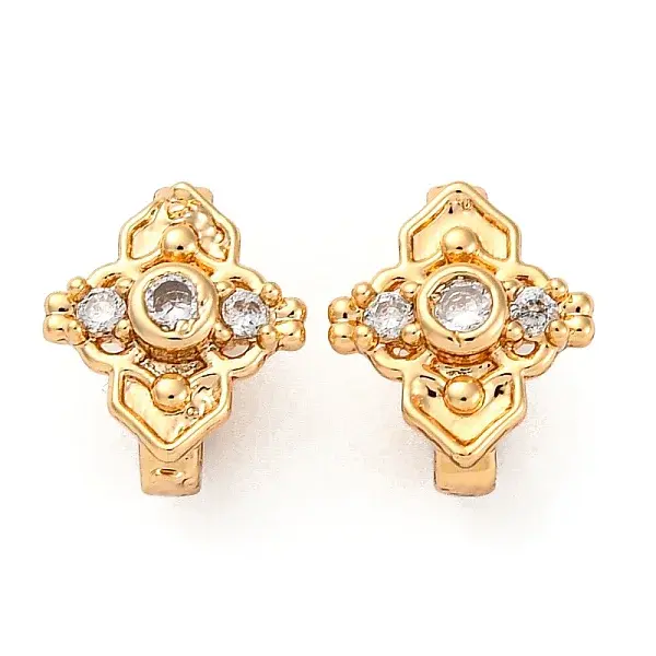 Brass Micro Pave Clear Cubic Zirconia Hook Clasps
