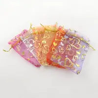 Heart Printed Organza Bags