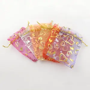 Heart Printed Organza Bags