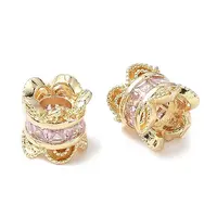 Brass Micro Pave Cubic Zirconia European Beads