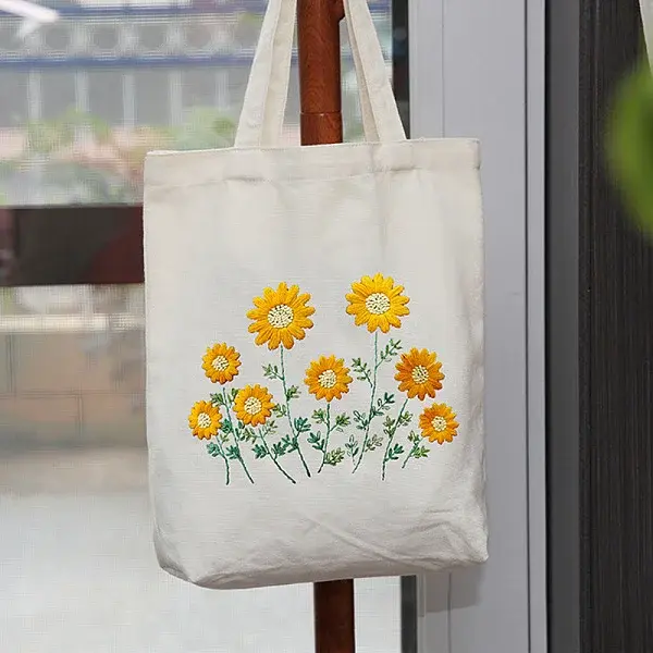 DIY Sunflower Pattern Tote Bag Embroidery Kit