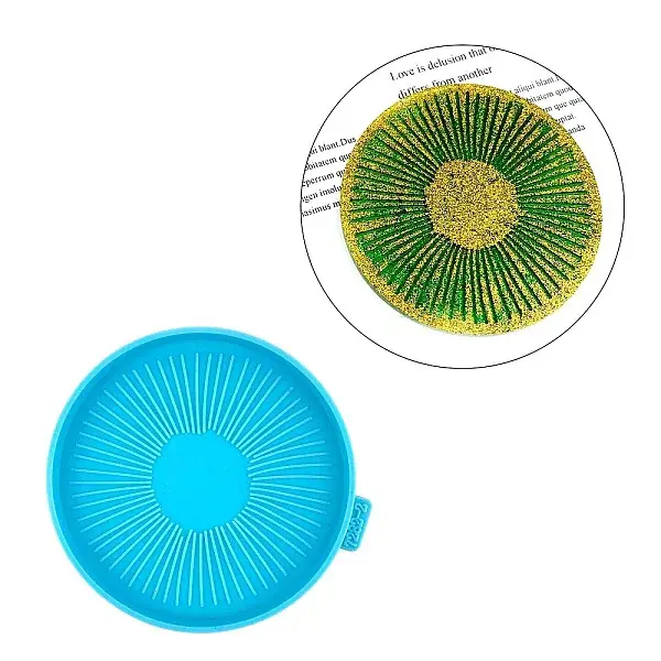 Flat Round with Stipe Pattern Cup Mat Silicone Molds