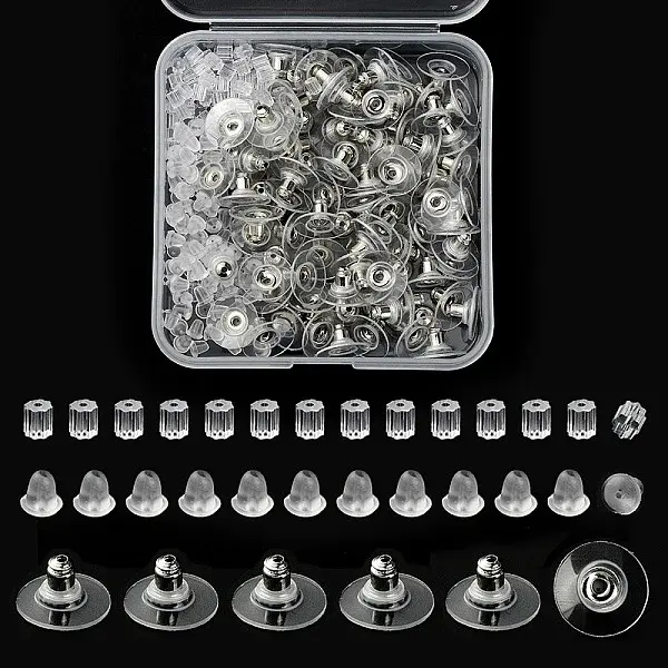 300Pcs 3 Style Brass & Plastic Ear Nuts