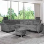 Rozkládací rohová sedací souprava s úložným prostorem, l provedení,