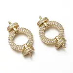 Brass Micro Pave Clear Cubic Zirconia Links Connectors