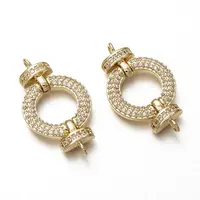 Brass Micro Pave Clear Cubic Zirconia Links Connectors