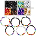DIY DIY Natural & Synthetic Mixed Gemstone Round Beaded Stretch Bracelet Making Kit