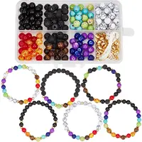 DIY DIY Natural & Synthetic Mixed Gemstone Round Beaded Stretch Bracelet Making Kit