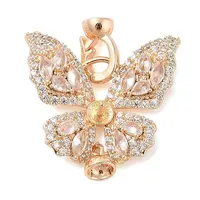 Brass Micro Pave Clear Cubic Zirconia Fold Oval Clasps