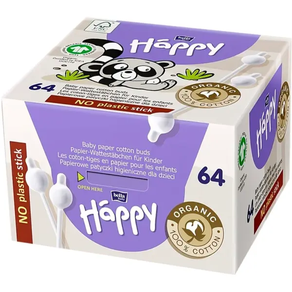 BELLA Baby Happy 100% cotton vatové tyčinky pro děti 64 ks