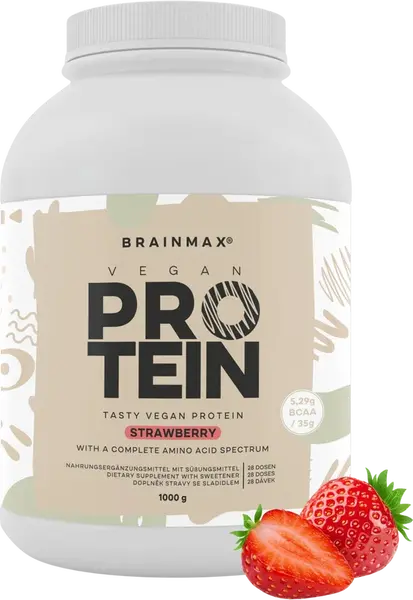 BRAINMAX Vegan protein jahoda 1000 g